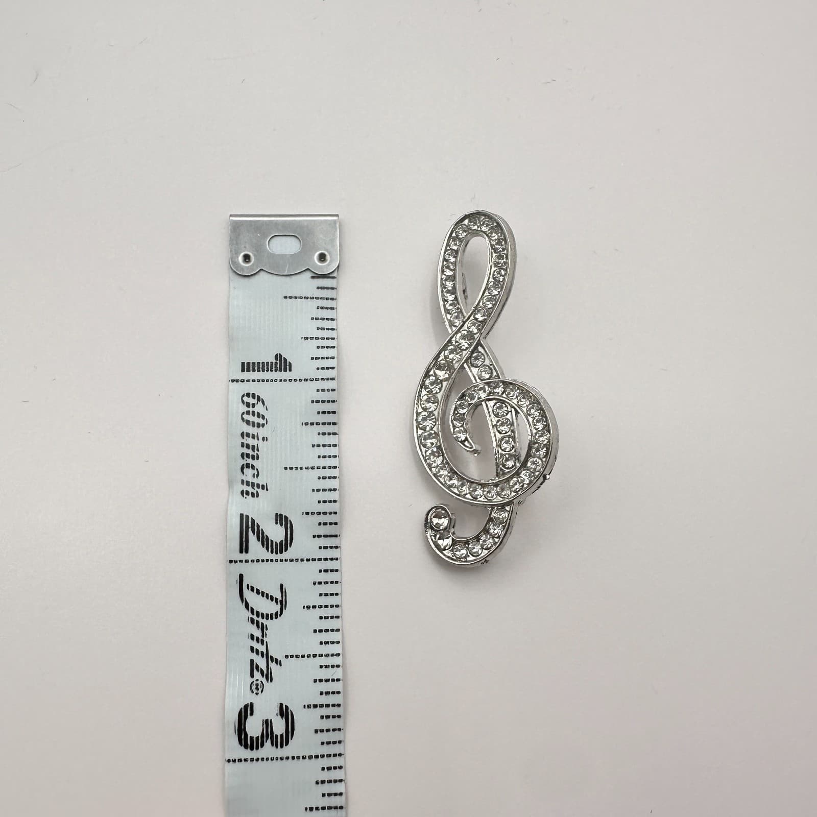 Vintage Y2K Silver Tone Clef Treble Rhinestone Brooch Pin Unisex Classic Jewelry - Thumbnail 8