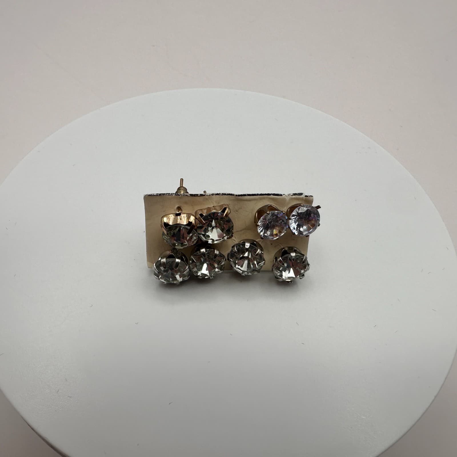 Vintage 90s Clear Glass Earrings Set Statement Classic Fashion Women's Jewelry - Thumbnail 2