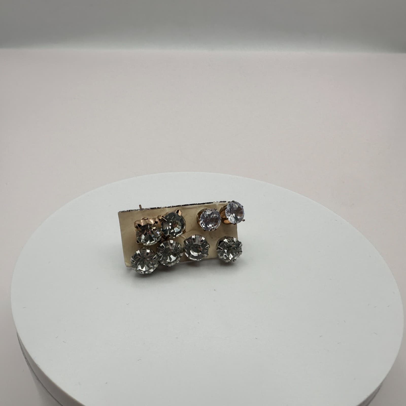 Vintage 90s Clear Glass Earrings Set Statement Classic Fashion Women's Jewelry - Thumbnail 7