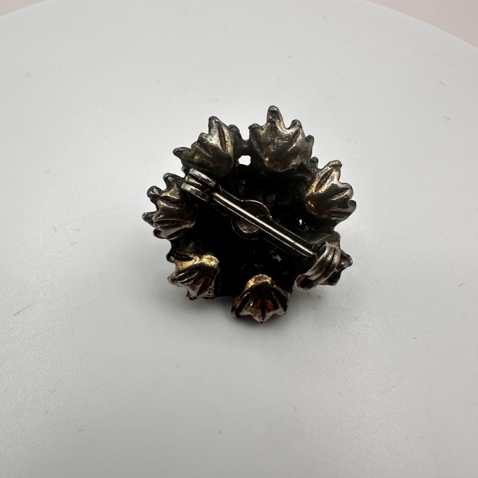 Vintage 80s Silver tone Rhinestone Cluster Brooch Pin Women's Classic Jewelry - Thumbnail 7