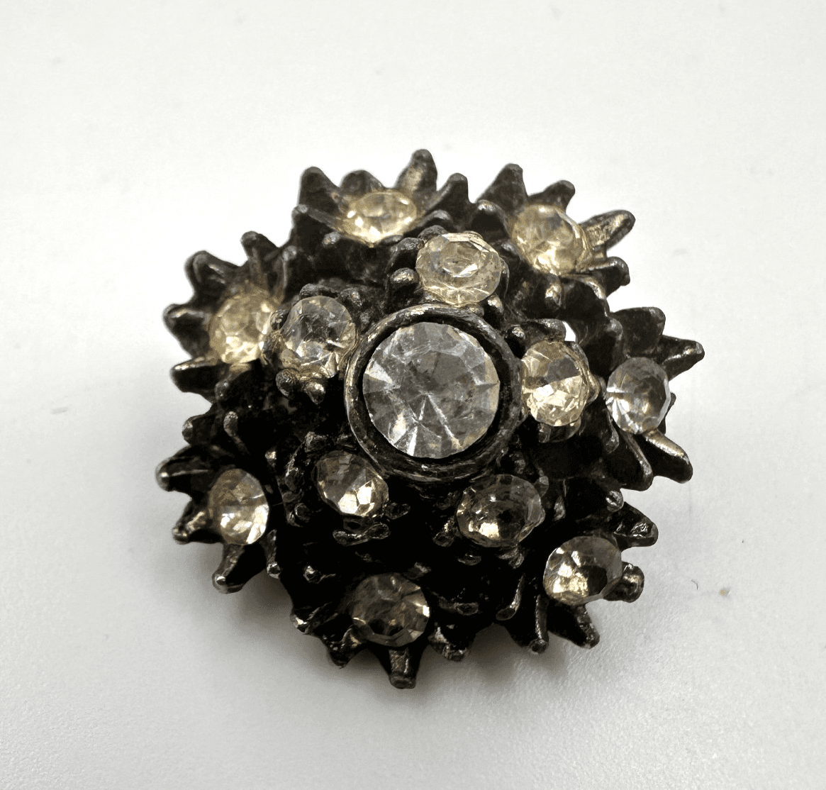 Vintage 80s Silver tone Rhinestone Cluster Brooch Pin Women's Classic Jewelry