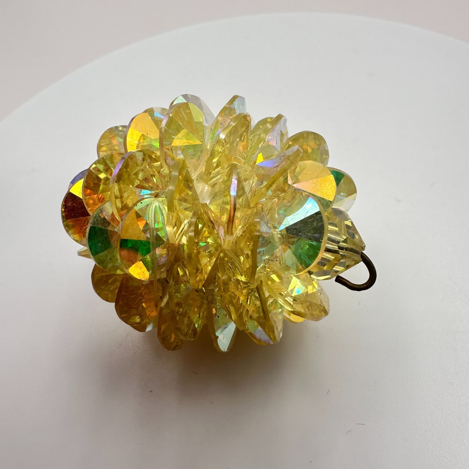 Vintage 80s Gold Tone Yellow Glass Beaded Pendent Women's Classic Jewelry - Thumbnail 5