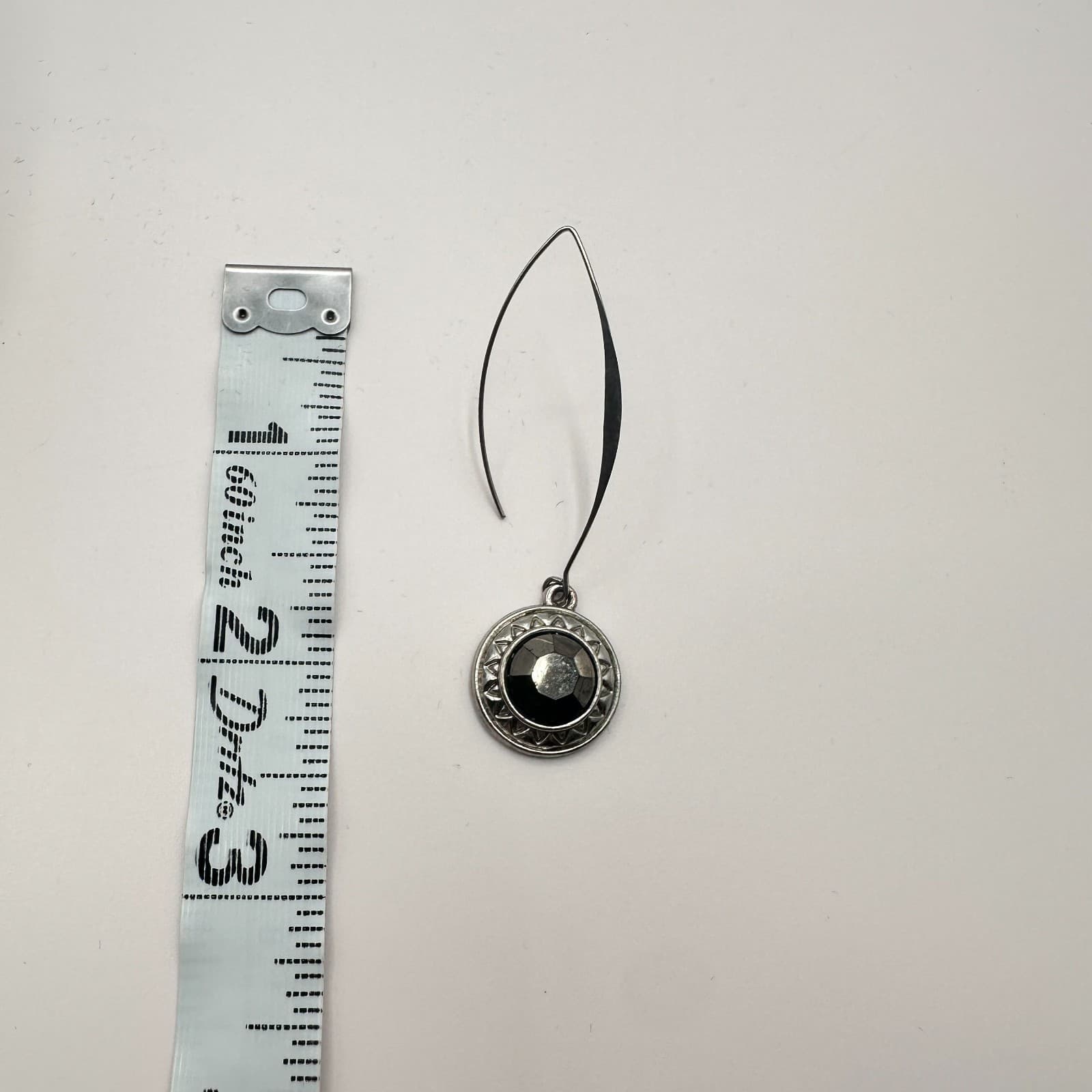 Vintage 90s Silver Tone Black Hematite Sweasted Dangle Earrings Women's Jewelry - Thumbnail 8