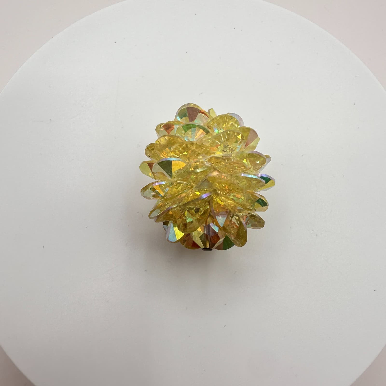 Vintage 80s Gold Tone Yellow Glass Beaded Pendent Women's Classic Jewelry - Thumbnail 3