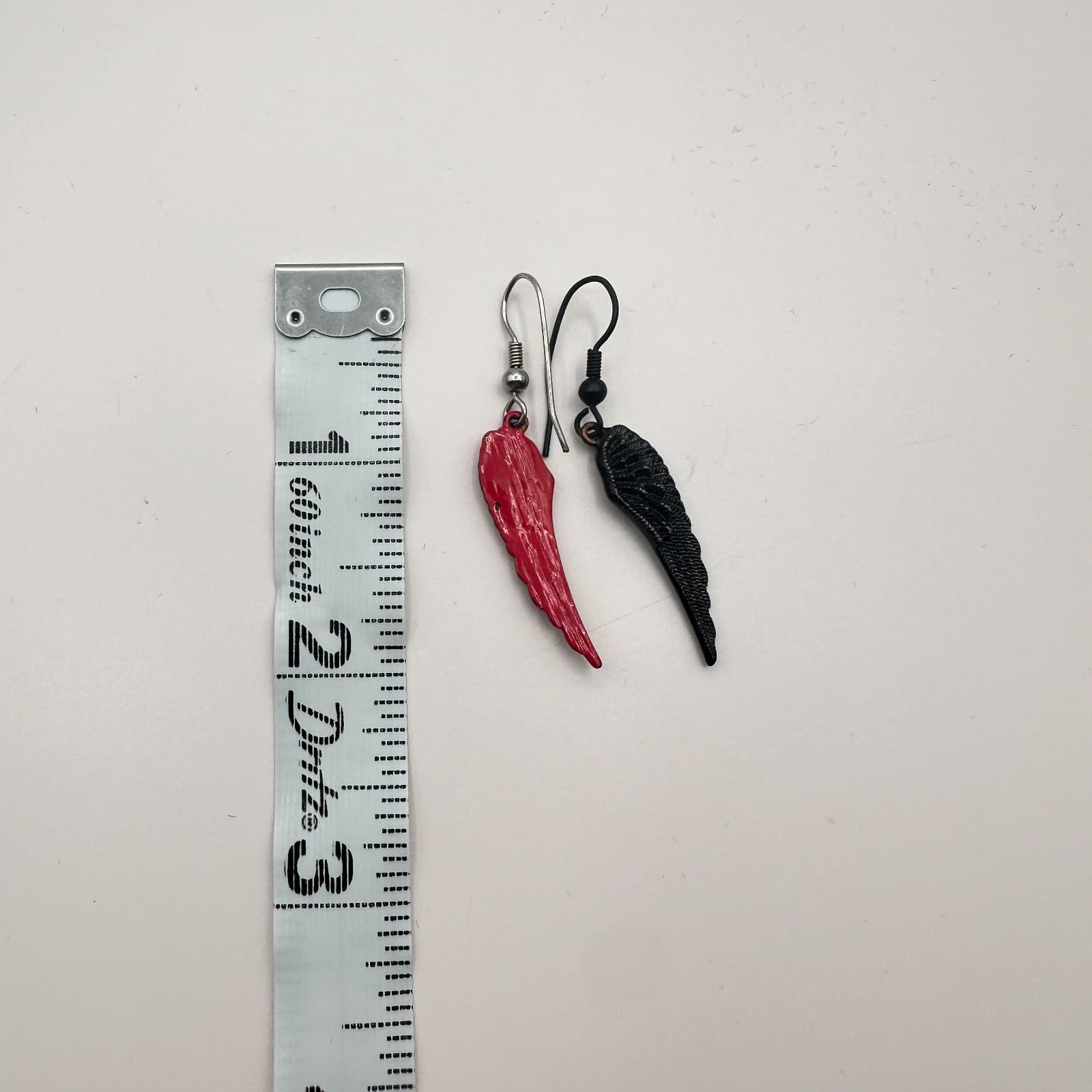 Vintage 90s Wing Red Black Dangle Earrings Women's Classic Fashion Jewelry - Thumbnail 6