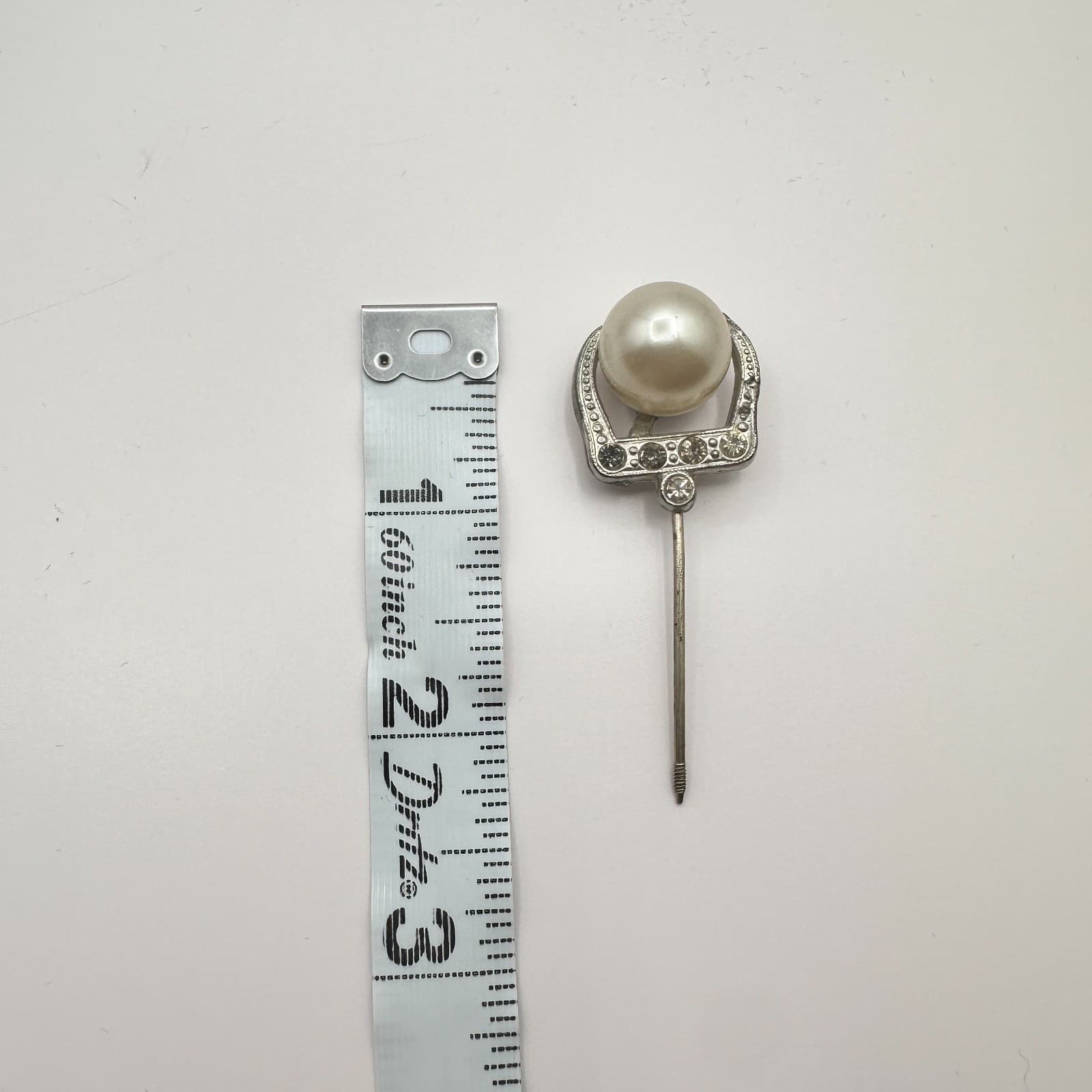 Vintage Y2K Silver Tone Faux Pearl Hair Stick Pin Rhinestone Unisex Jewelry - Thumbnail 8