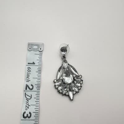 Vintage 90s Clear Glass Silver Tone Chandelier Earrings Classic Fashion Jewelry - Thumbnail 8