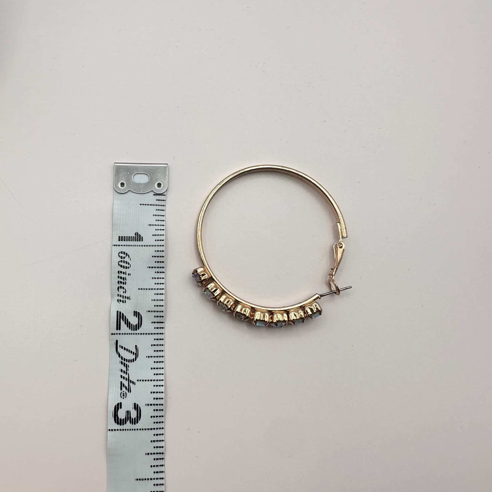 Vintage 90s Gold Tone Hoop Earrings Aurora Borealis Glass Boho Fashion Jewelry - Thumbnail 7