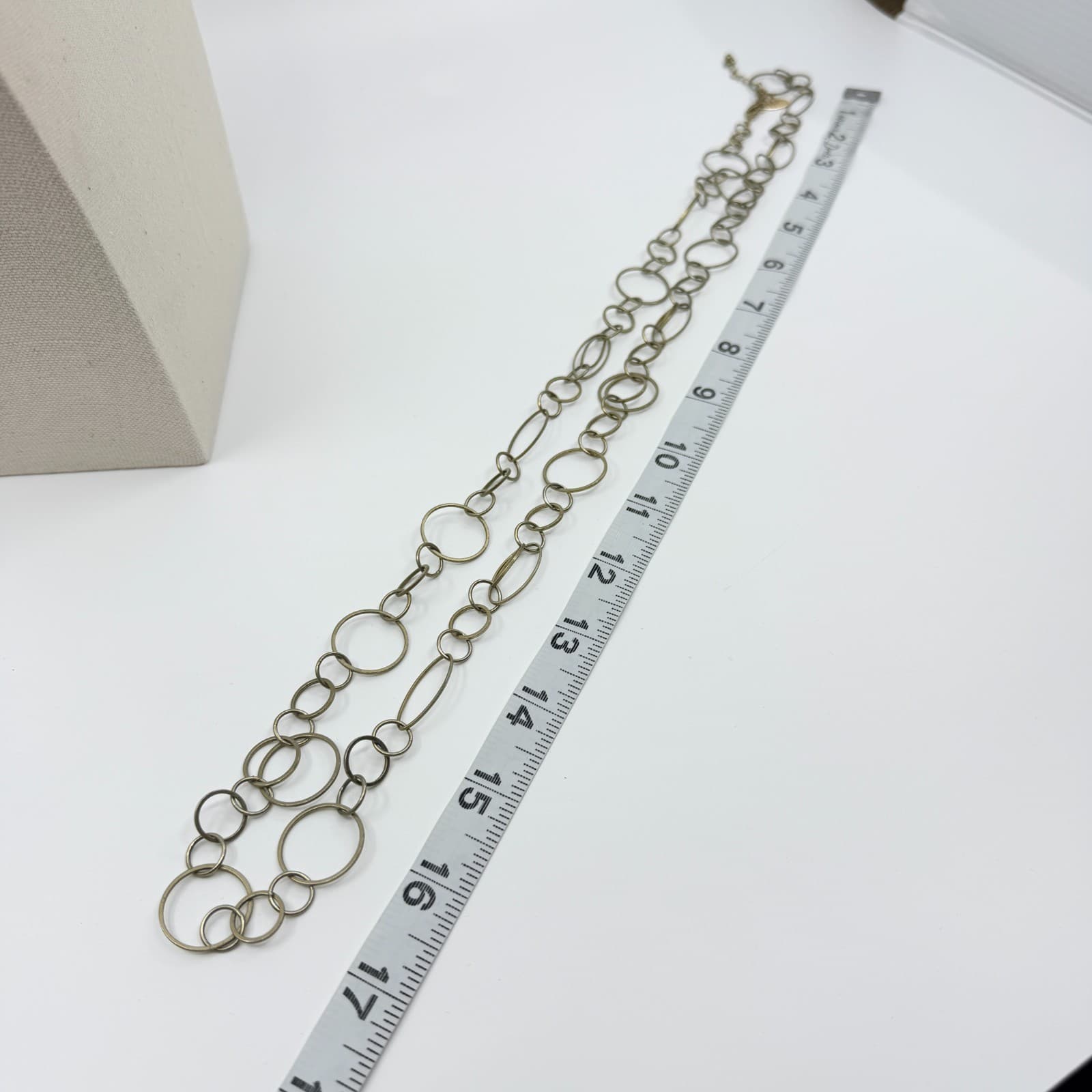 Vintage Gold Tone Mixed Hoop Link Necklace Statement Bold Chunky Statement 90s - Thumbnail 10