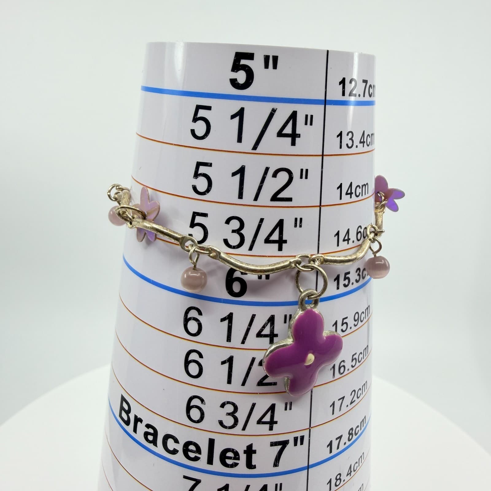 Vintage Gold Tone Jewelry Set Purple Enamel Flower Necklace Bracelet Statement - Thumbnail 13