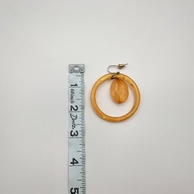 Vintage 80s Marbled Amber Resin Hoop Dangle Earrings Boohoo Chic Drop Jewelry - Thumbnail 5