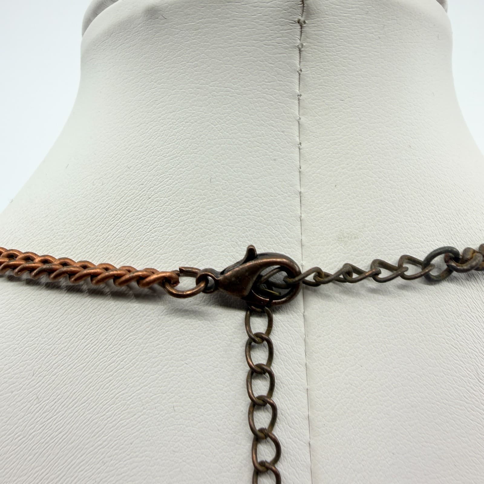 Vintage Copper Tone Bead Strand Necklace Faux Turquoise Disc Spacer Chunky Boho - Thumbnail 6