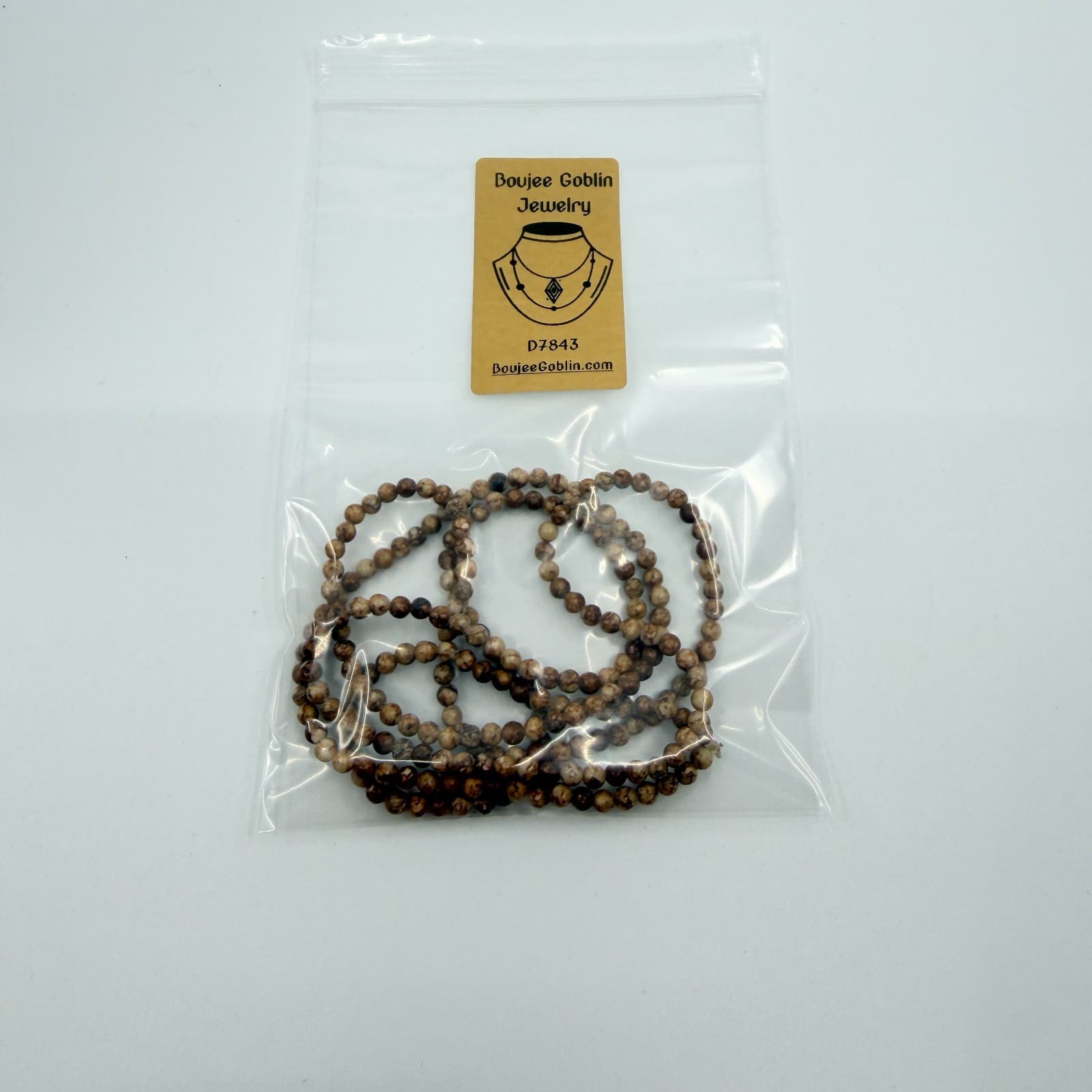 Vintage Brown Marbled Earth Tone Bead Strand Necklace Long Layered Retro Boho - Thumbnail 8