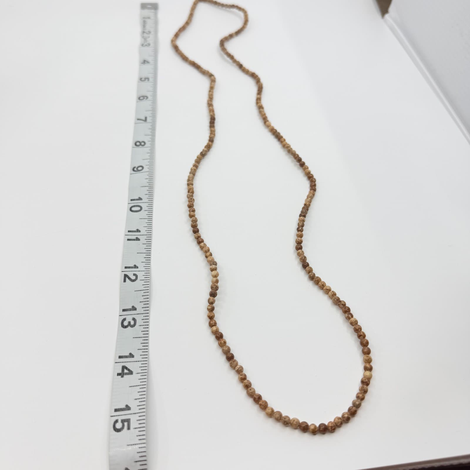 Vintage Brown Marbled Earth Tone Bead Strand Necklace Long Layered Retro Boho - Thumbnail 7