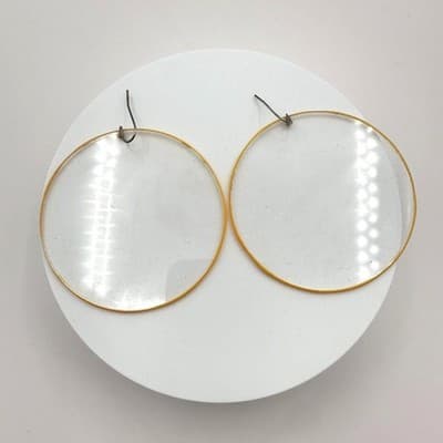 Vintage 80s Hand-Forged Gold Tone Hoop Earrings Ornate Circular Dangle Jewelry - Thumbnail 2