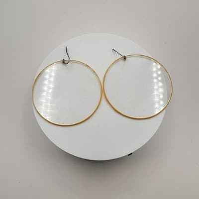 Vintage 80s Hand-Forged Gold Tone Hoop Earrings Ornate Circular Dangle Jewelry - Thumbnail 5