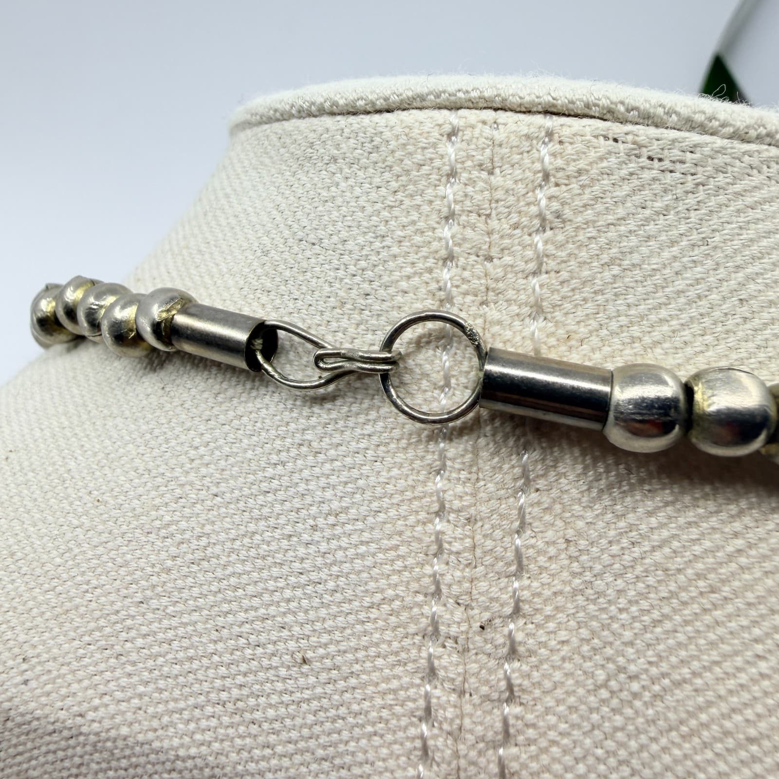 Vintage Silver Tone Omega Collar Necklace Chunky Segmented Block Tube Chain 90s - Thumbnail 6