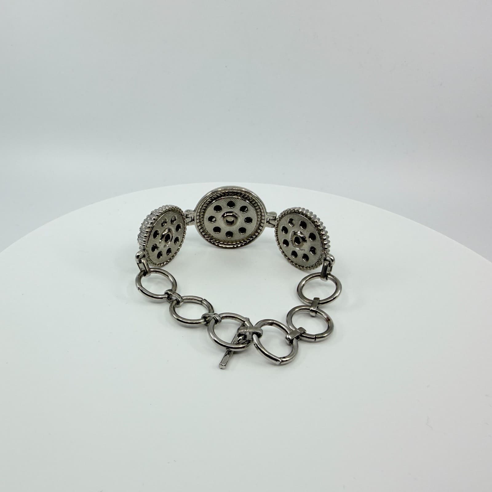 Silver Tone Red White Rhinestone Collegiate Fan Bracelet Ohio Sports Team Boho - Thumbnail 6