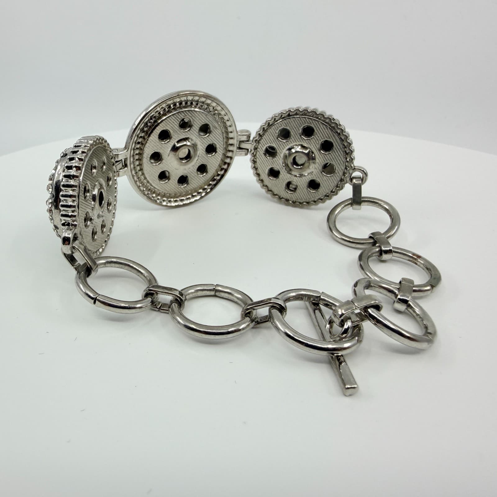 Silver Tone Red White Rhinestone Collegiate Fan Bracelet Ohio Sports Team Boho - Thumbnail 5