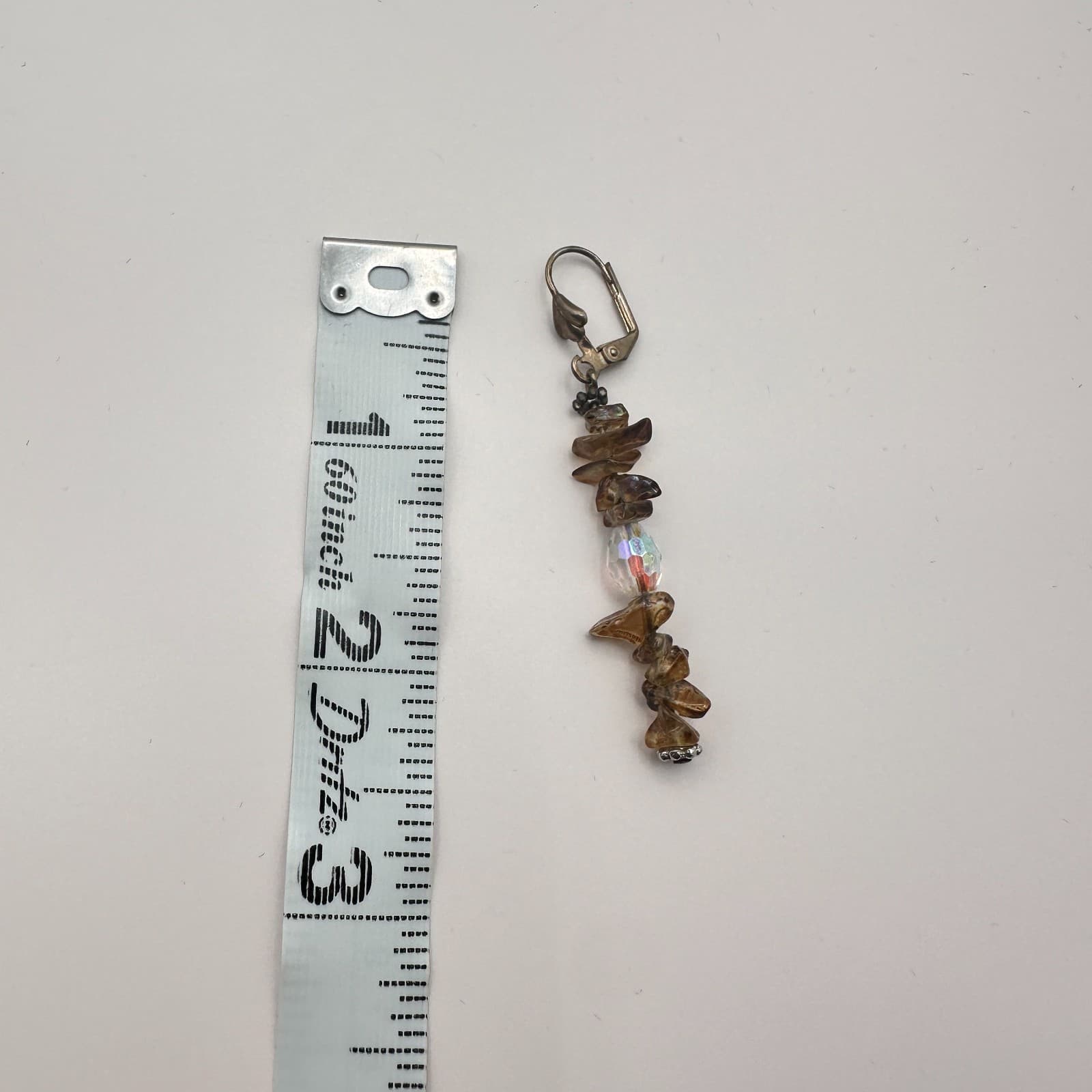 Vintage 80s Smoky Brown Gemstone Chip Earrings Faceted Lever back Drop Jewelry - Thumbnail 8