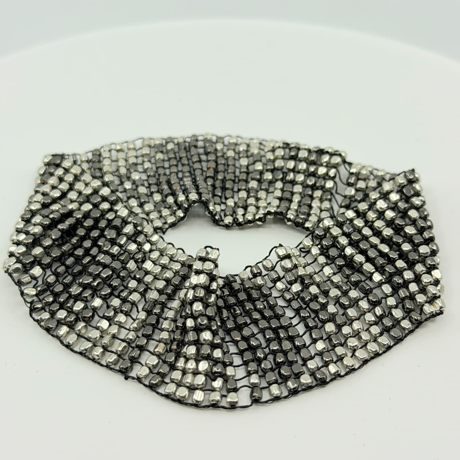 Vintage Silver Tone Chunky Cuff Bracelet Statement Bold Mesh Y2K Retro 90s Boho - Thumbnail 4