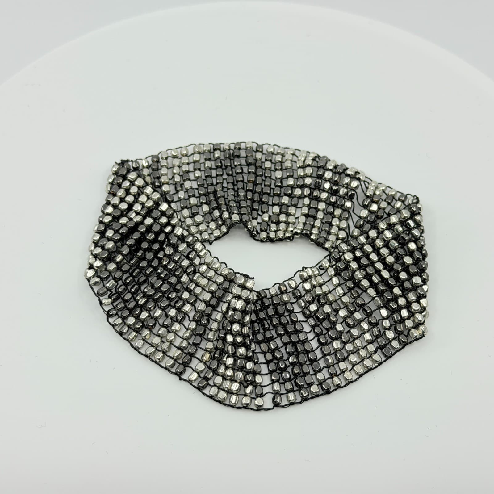 Vintage Silver Tone Chunky Cuff Bracelet Statement Bold Mesh Y2K Retro 90s Boho - Thumbnail 2