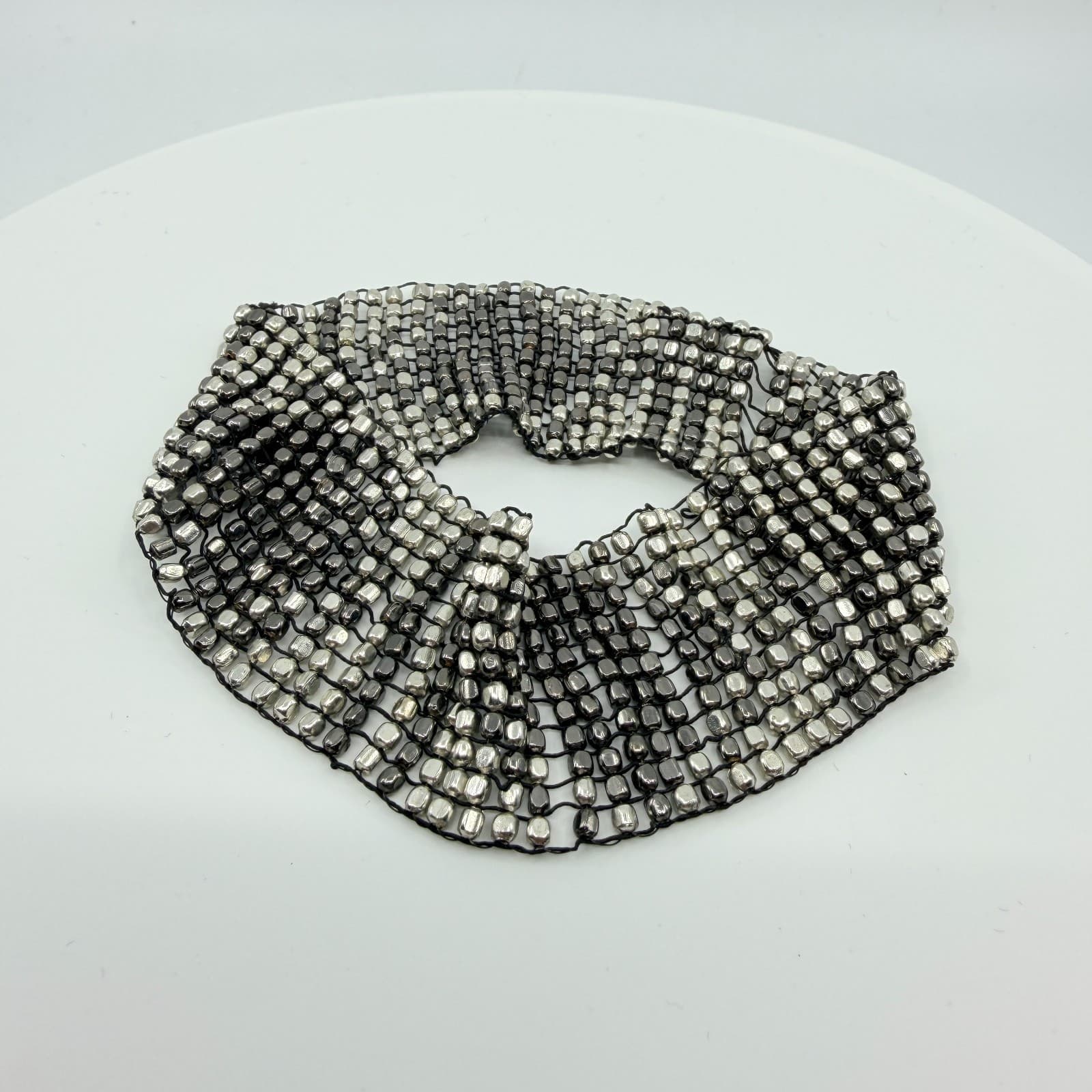 Vintage Silver Tone Chunky Cuff Bracelet Statement Bold Mesh Y2K Retro 90s Boho - Thumbnail 5