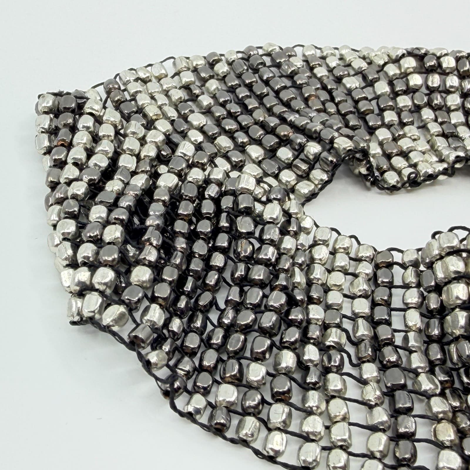 Vintage Silver Tone Chunky Cuff Bracelet Statement Bold Mesh Y2K Retro 90s Boho - Thumbnail 3