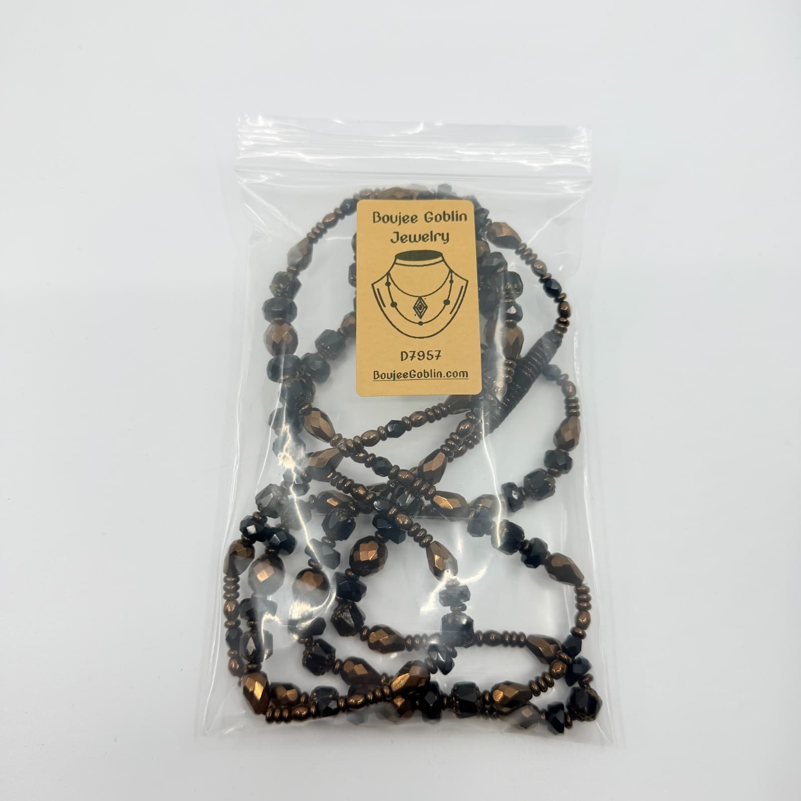 Vintage Black Bronze Beaded Necklace Double Strand Multi Layer Statement Bold - Thumbnail 10