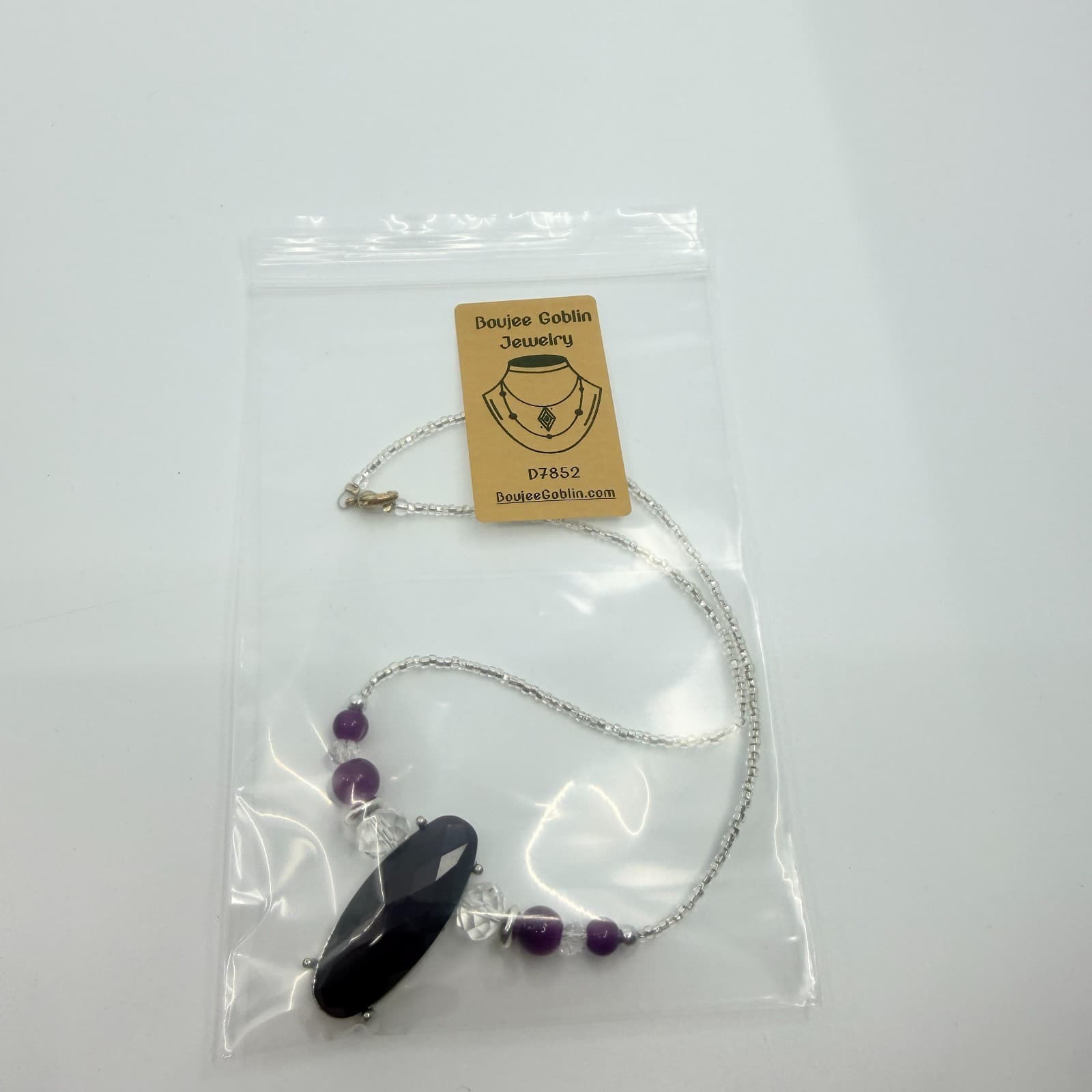 Vintage Silver Tone Purple Stone Statement Necklace Bold Chunky Retro Y2K Boho - Thumbnail 9