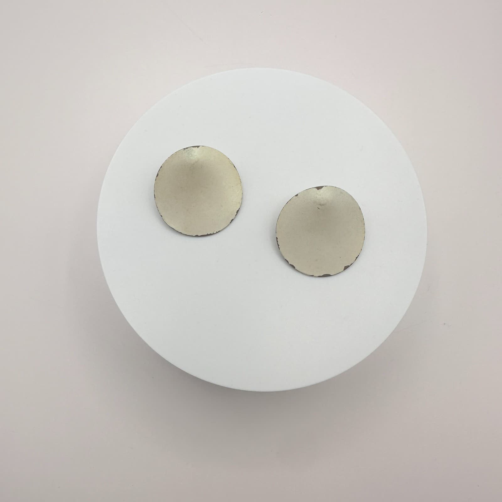 Vintage 80s Cream Disk Stud Earrings Casual Boho Women's Classic Jewelry - Thumbnail 2
