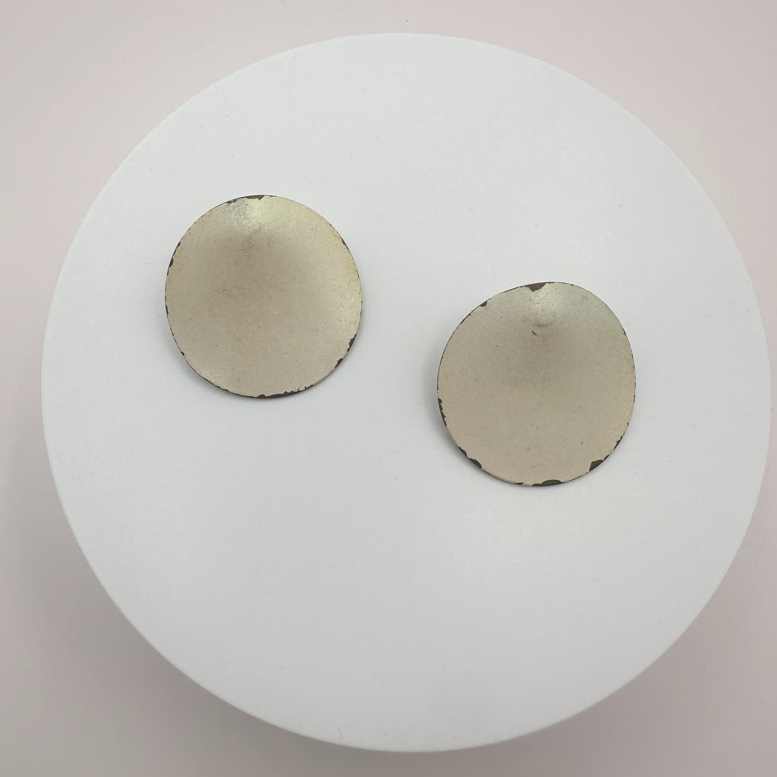 Vintage 80s Cream Disk Stud Earrings Casual Boho Women's Classic Jewelry - Thumbnail 3