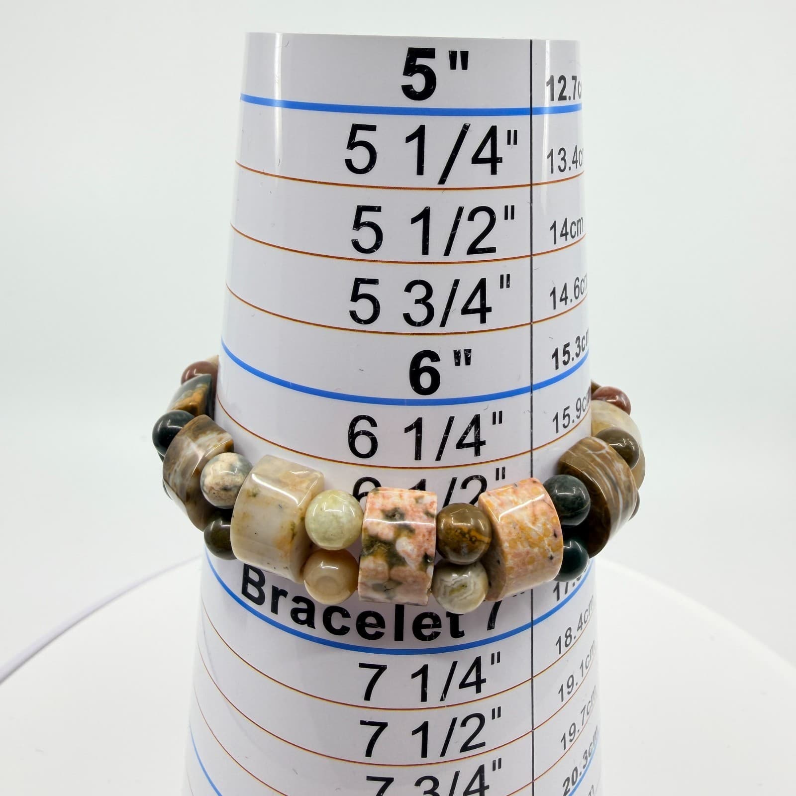 Vintage Earth Tone Beaded Bracelet Chunky Multi Row Stretch Statement Bold Y2K - Thumbnail 6