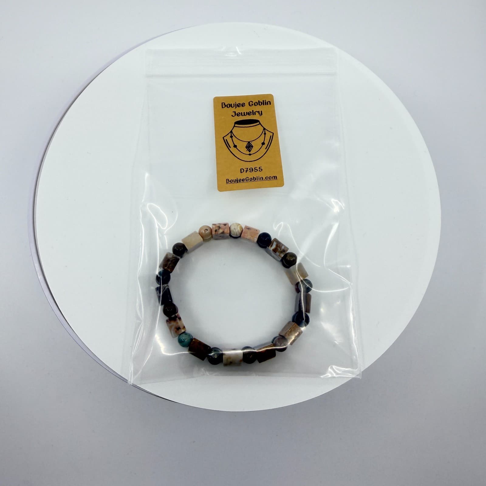 Vintage Earth Tone Beaded Bracelet Chunky Multi Row Stretch Statement Bold Y2K - Thumbnail 7