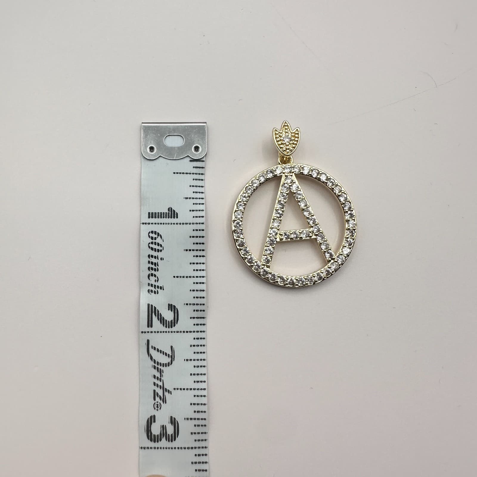 Vintage Y2K Gold Tone Clear Rhinestones Initial A Circle Pendant Women's Jewelry - Thumbnail 7