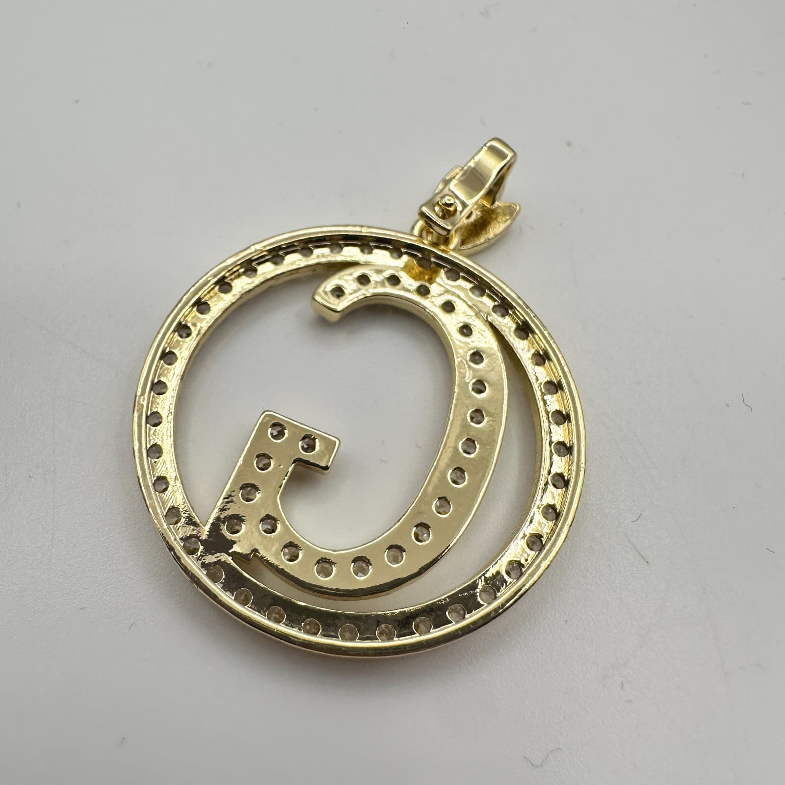 Vintage Y2K Gold Tone Clear Rhinestones Initial G Circle Pendant Women's Jewelry - Thumbnail 6