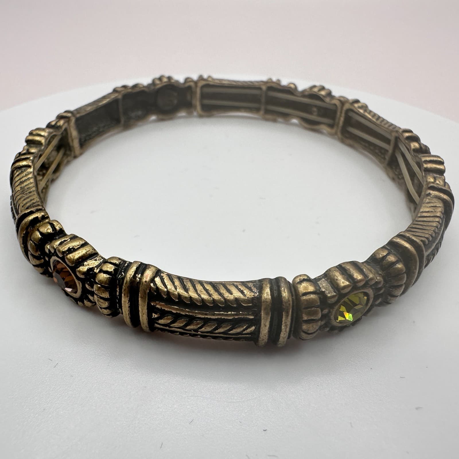 Vintage Y2K Gold Tone Rhinestone Bracelet Statement Women's Classic Jewelry - Thumbnail 4