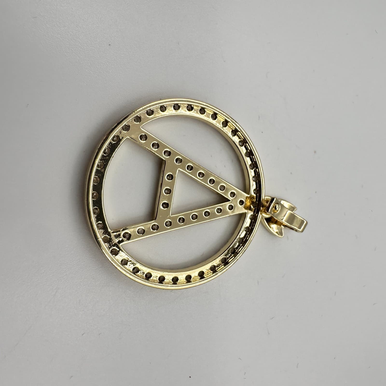 Vintage Y2K Gold Tone Clear Rhinestones Initial A Circle Pendant Women's Jewelry - Thumbnail 6