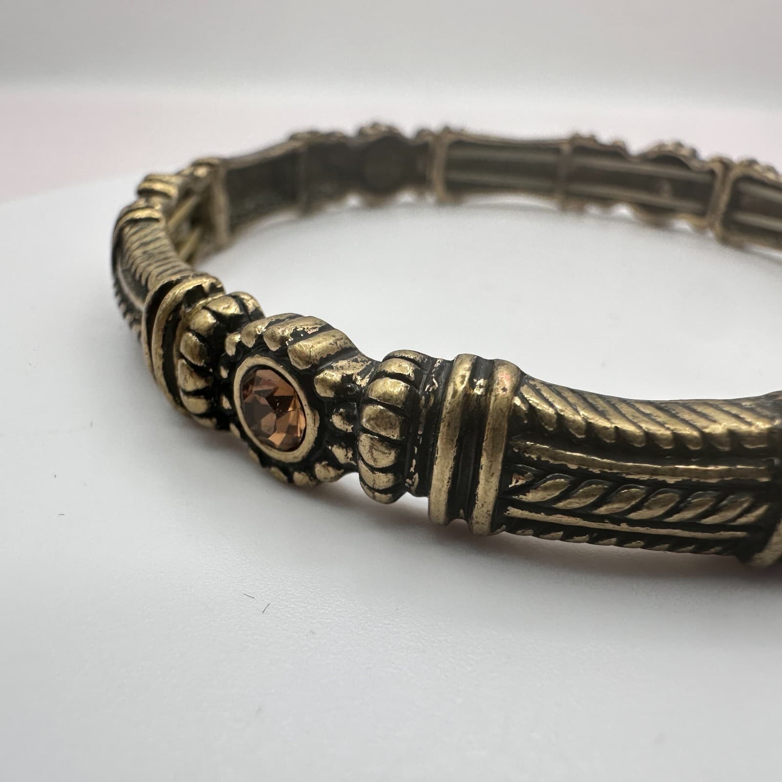 Vintage Y2K Gold Tone Rhinestone Bracelet Statement Women's Classic Jewelry - Thumbnail 5