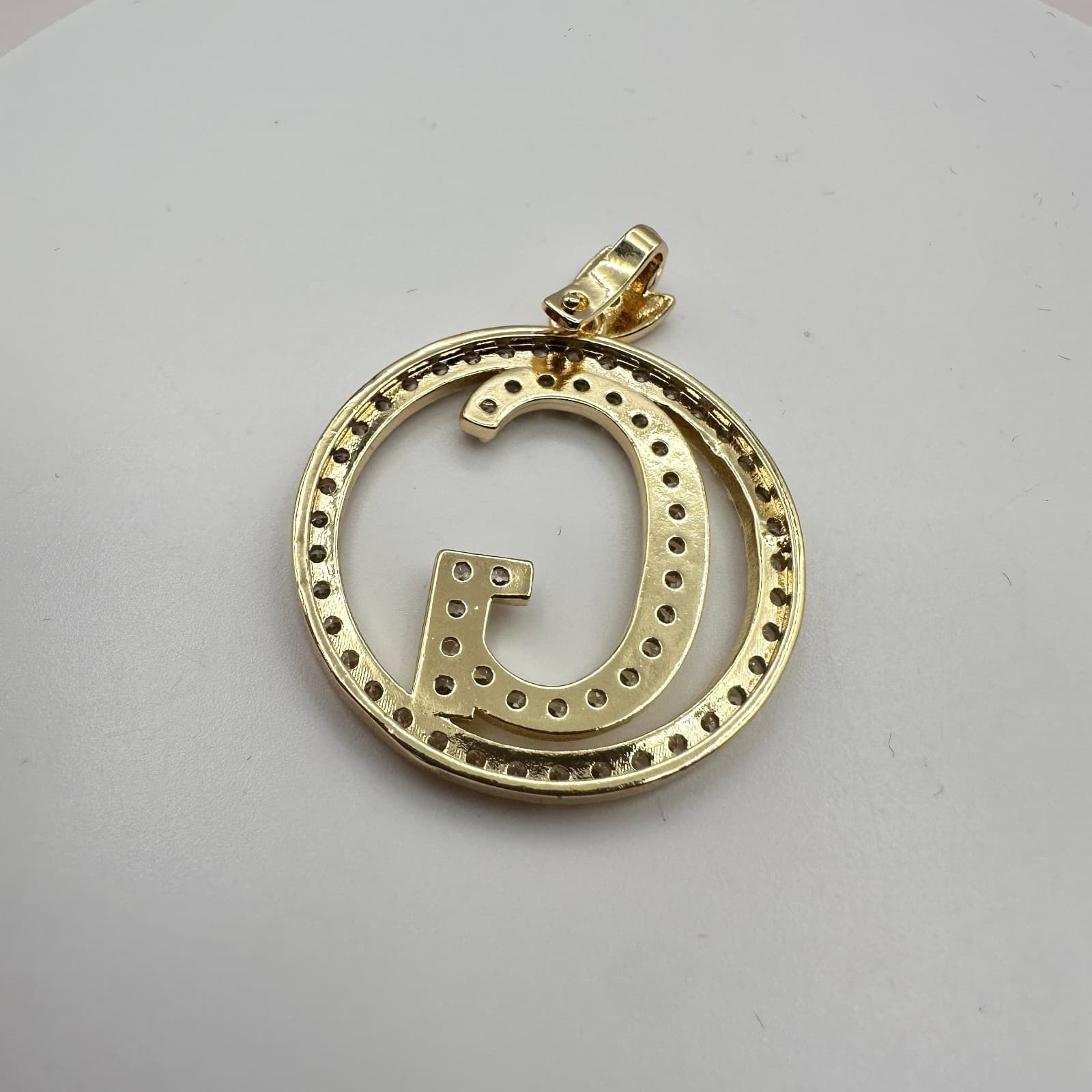 Vintage Y2K Gold Tone Clear Rhinestones Initial G Circle Pendant Women's Jewelry - Thumbnail 7