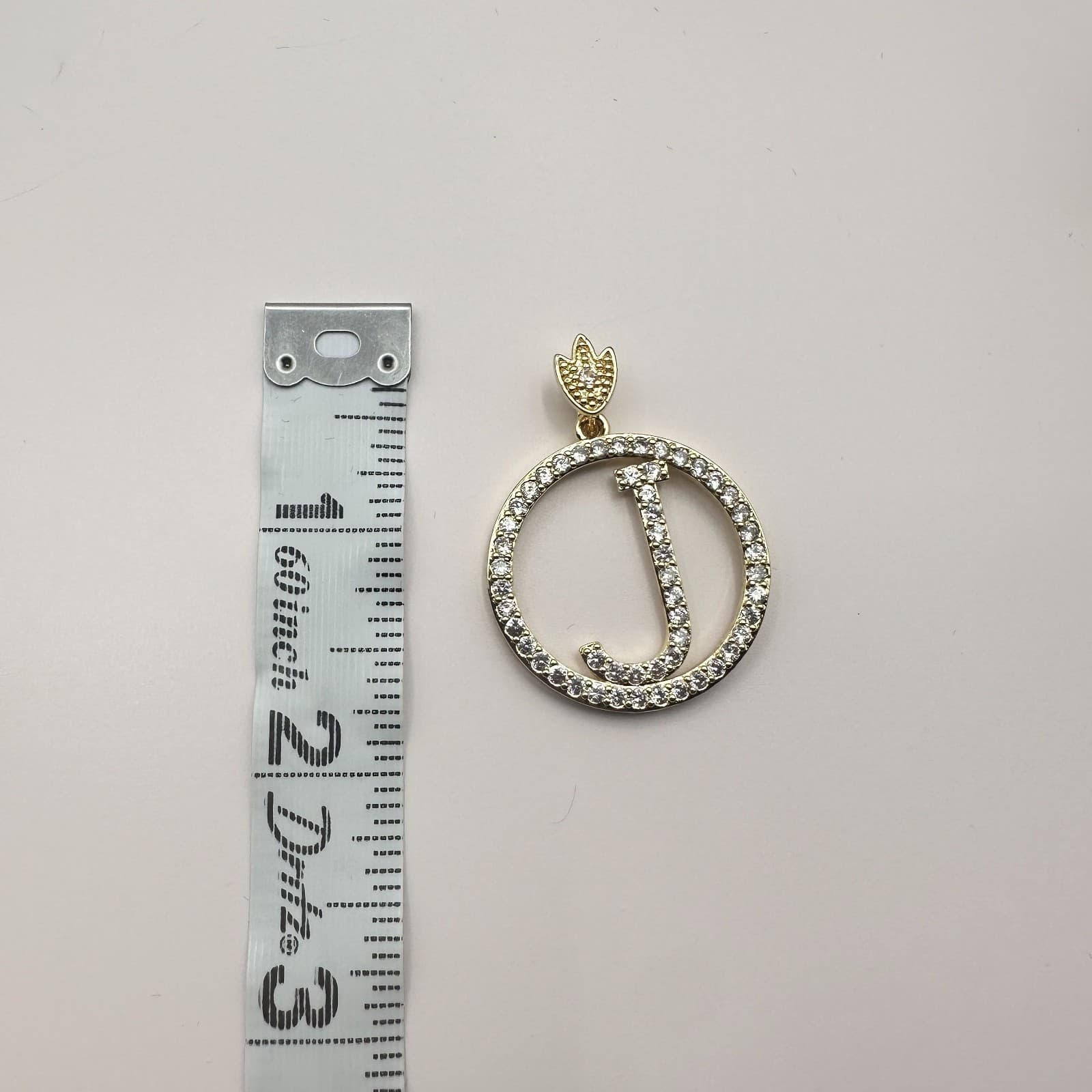Vintage Y2K Gold Tone Clear Rhinestones Letter J Circle Pendant Charm Jewelry - Thumbnail 7