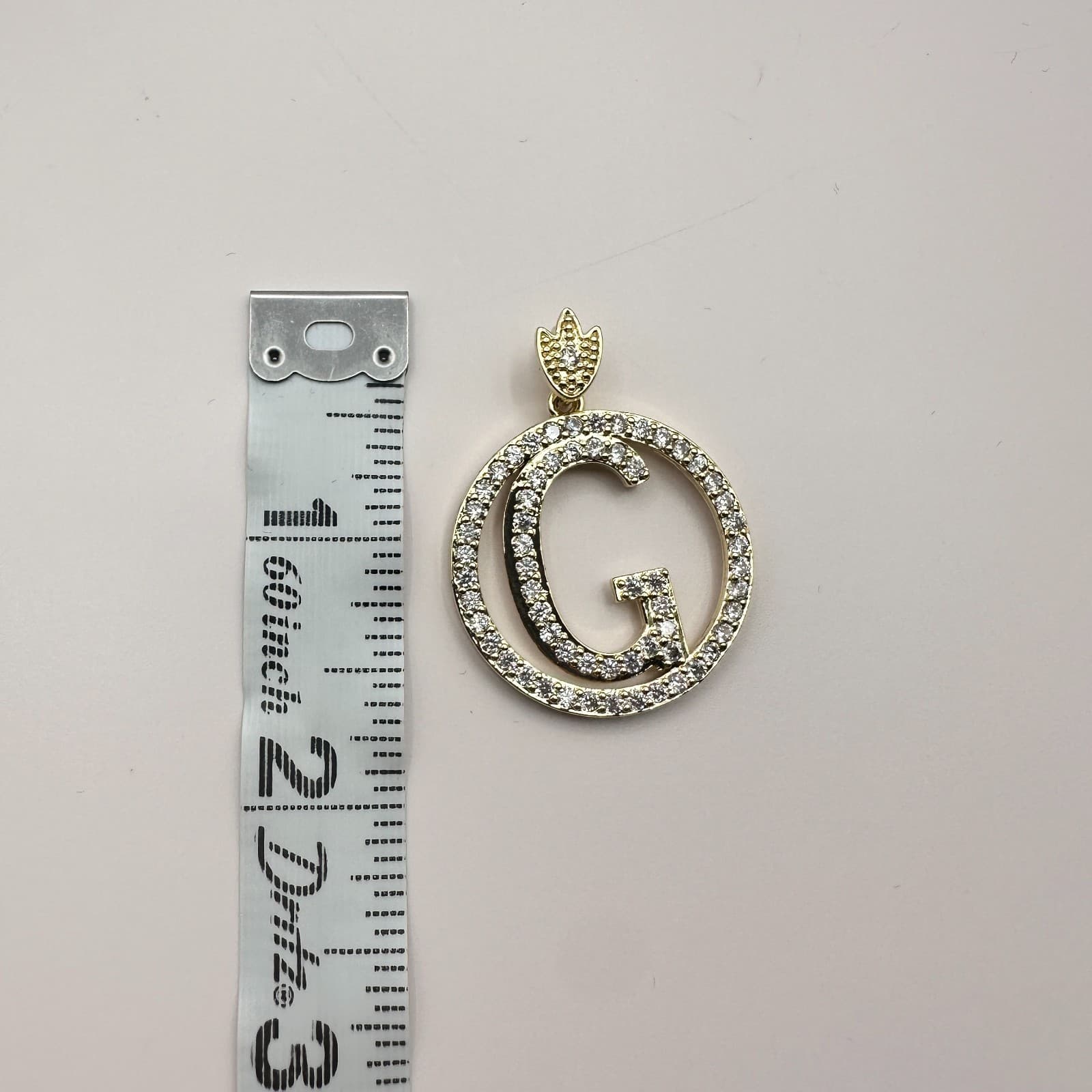 Vintage Y2K Gold Tone Clear Rhinestones Initial G Circle Pendant Women's Jewelry - Thumbnail 7