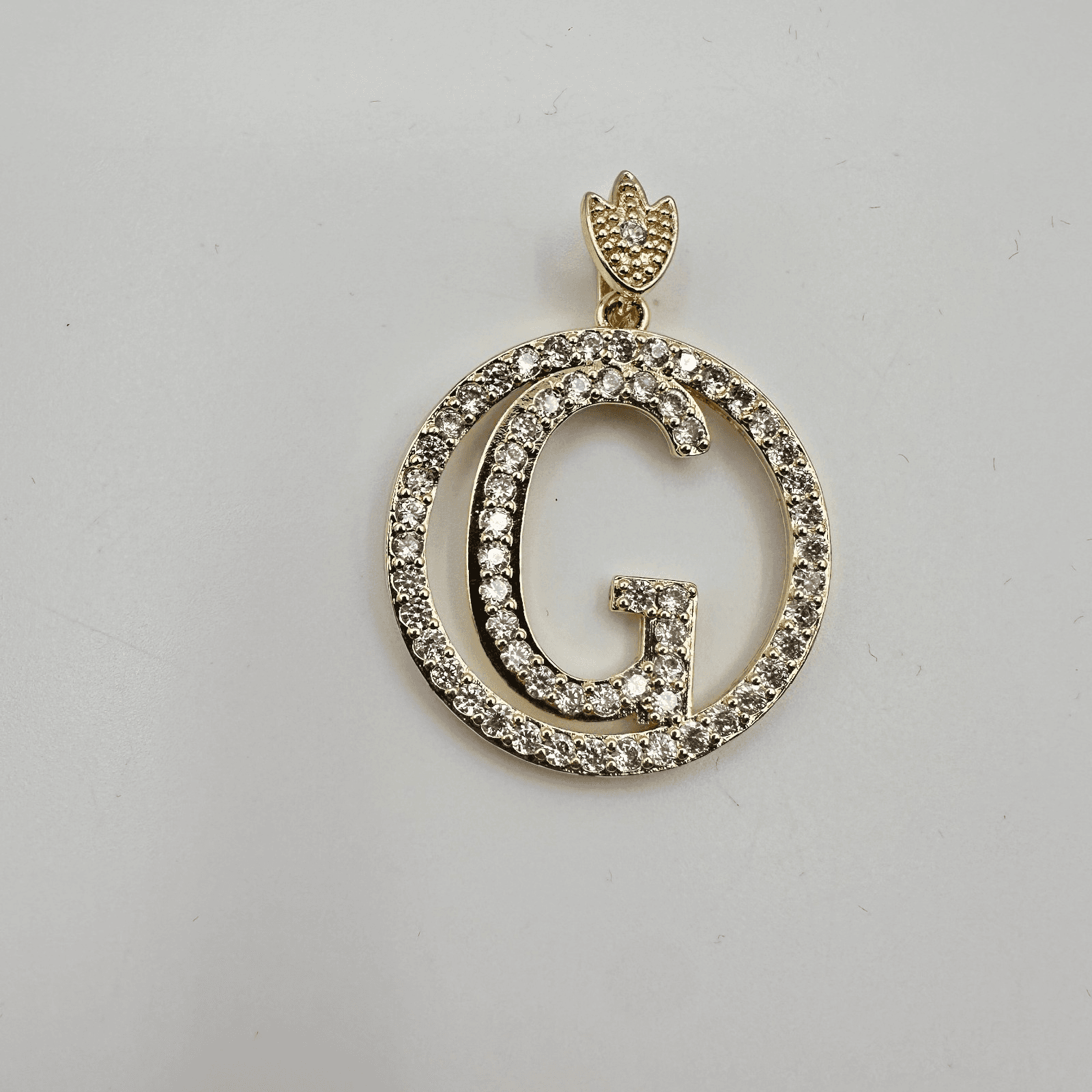 Vintage Y2K Gold Tone Clear Rhinestones Initial G Circle Pendant Women's Jewelry - Thumbnail 2