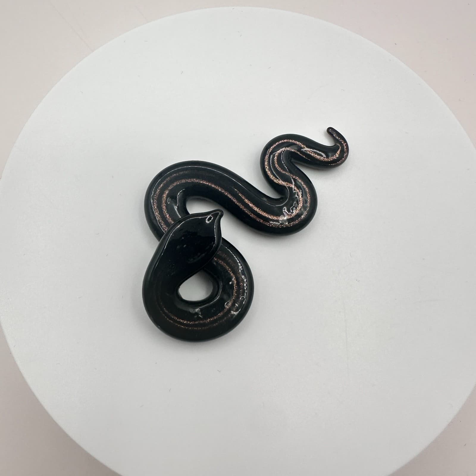Vintage 90s Black Snake Gold Swirl Art Deco Goth Home Decor Accessories - Thumbnail 3