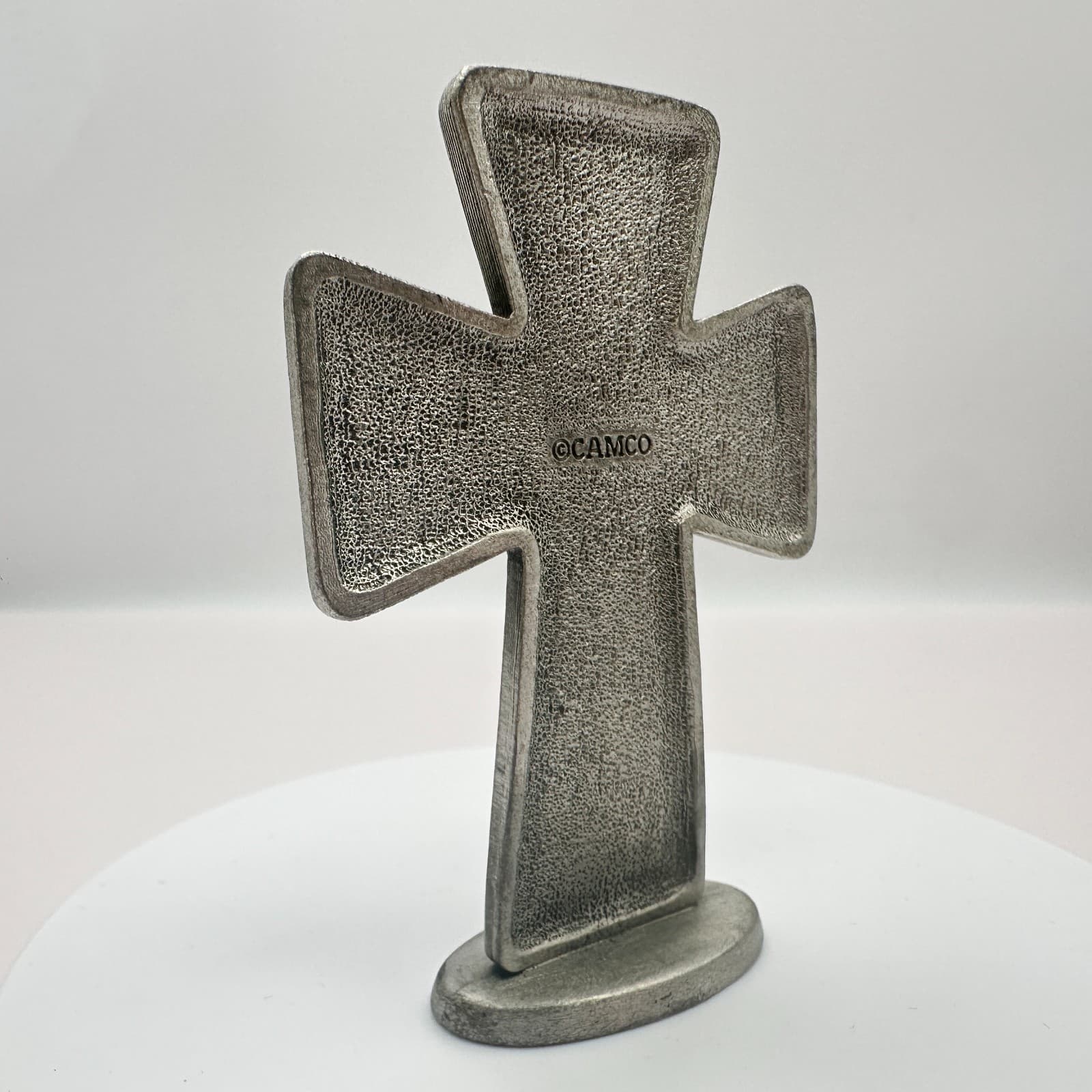 VTG 90s CAMCO Silver Tone First Holy Communion Standing Metal Cross John 6:35 - Thumbnail 4