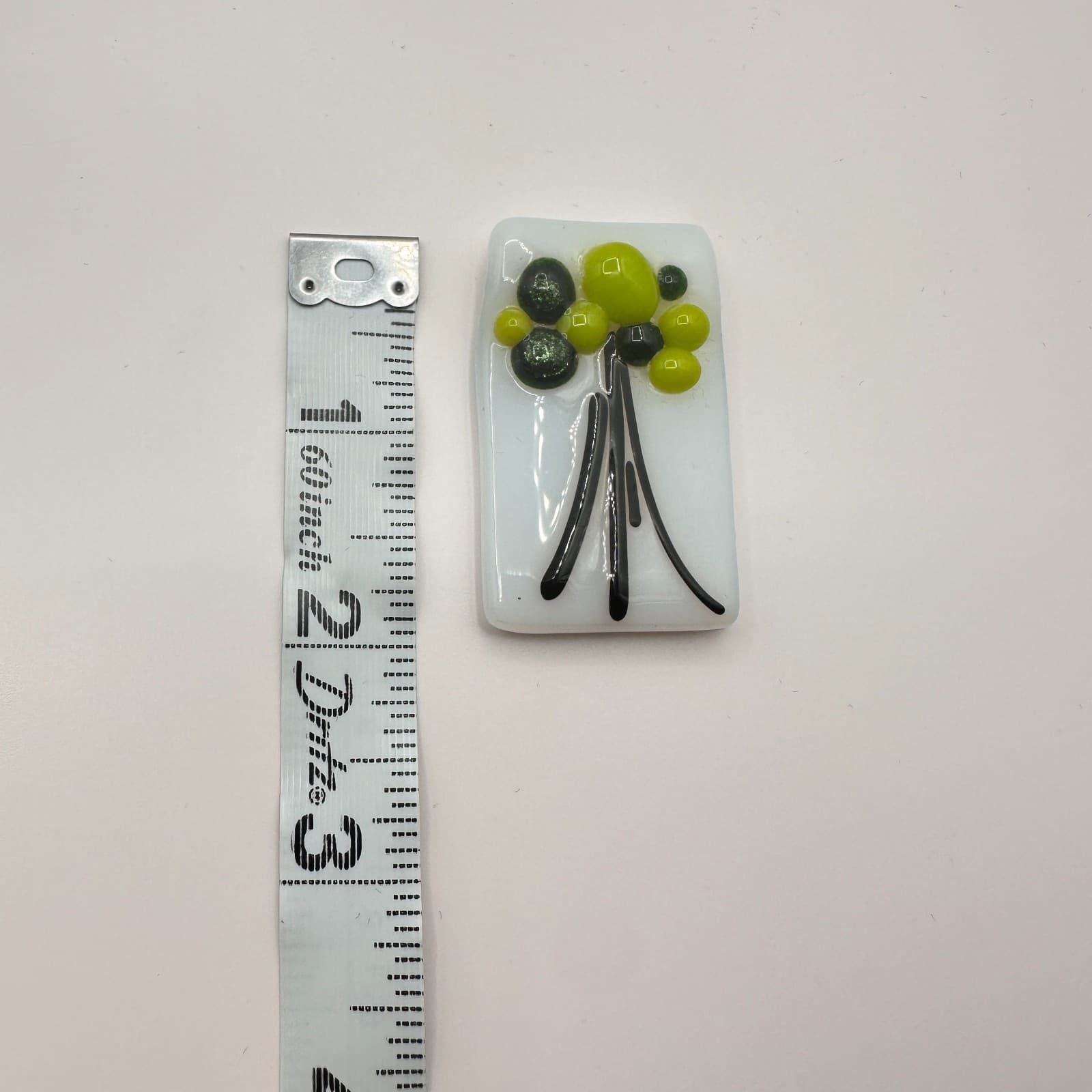 Vintage Y2K White Fused Glass Green Bubbles Tree Rectangle Home Decoration - Thumbnail 8