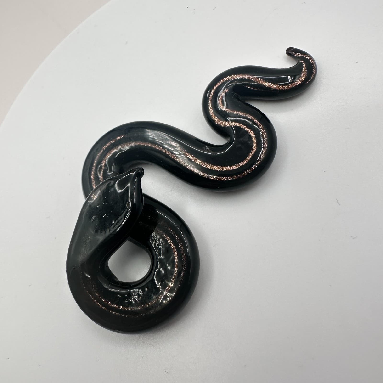 Vintage 90s Black Snake Gold Swirl Art Deco Goth Home Decor Accessories - Thumbnail 4