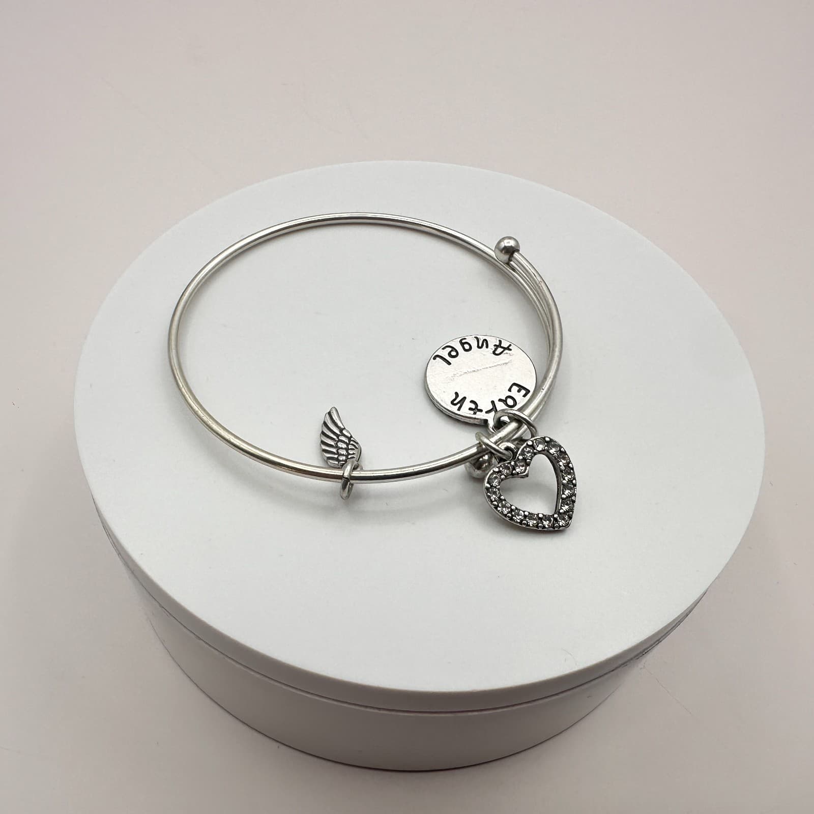 Vintage Y2K Silver Tone Tree of Life Heart Wing Charm Bracelet Women's Jewelry - Thumbnail 7