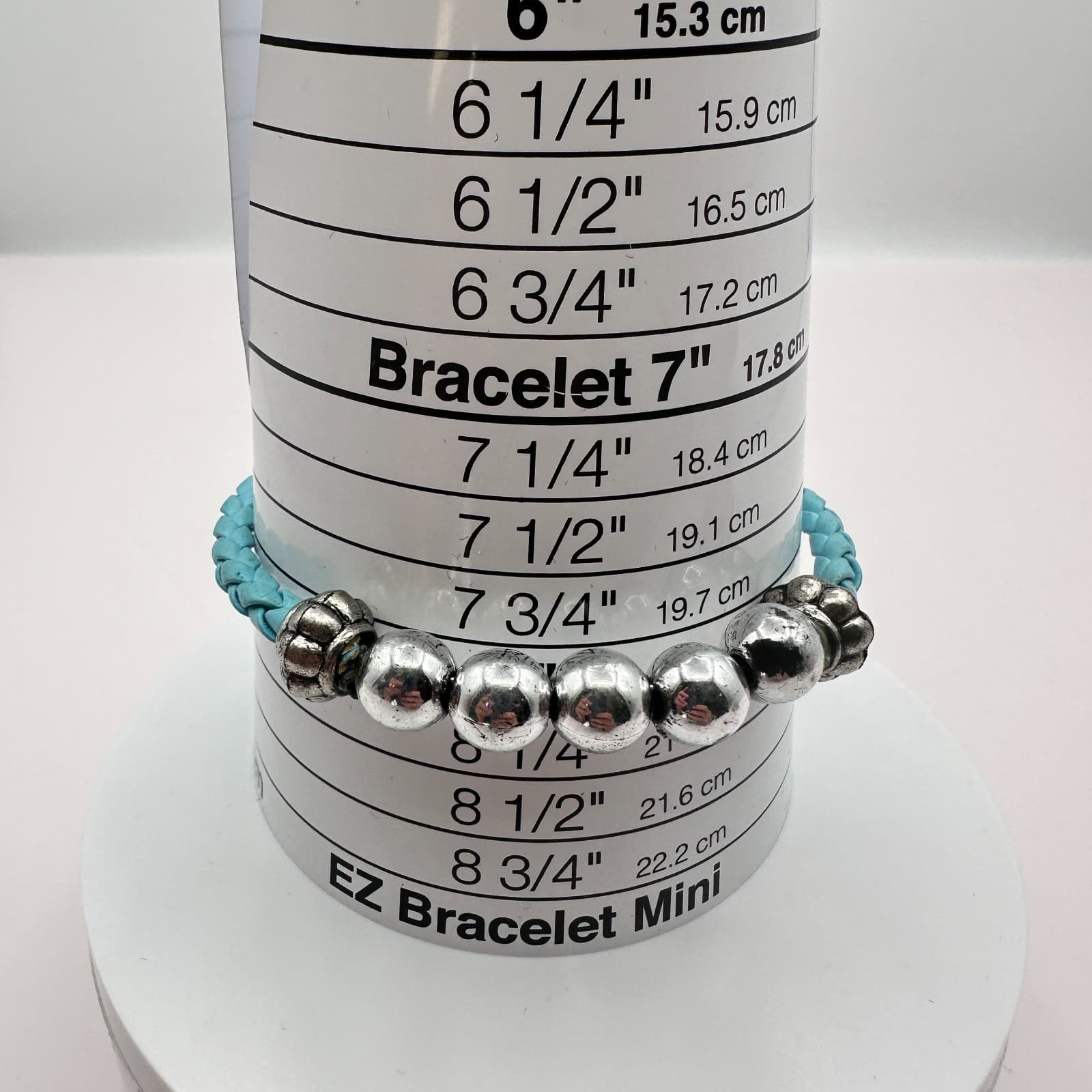Vintage Y2K Silver Tone Beaded Leather Braided Bracelet Women's Classic Jewelry - Thumbnail 8