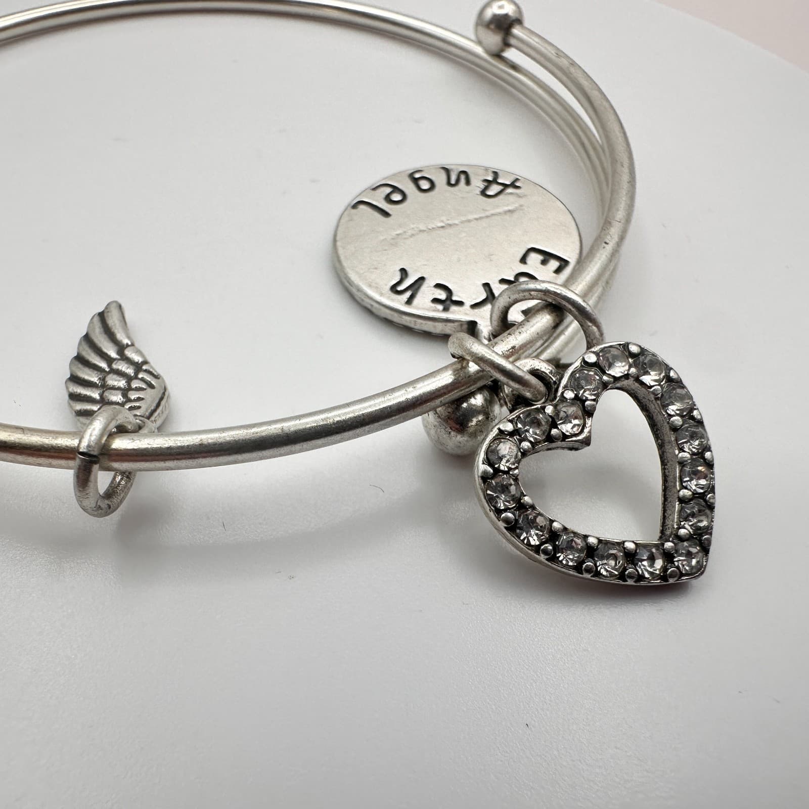 Vintage Y2K Silver Tone Tree of Life Heart Wing Charm Bracelet Women's Jewelry - Thumbnail 6